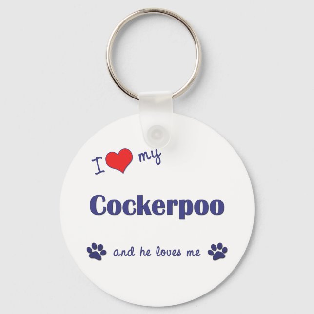 Chaveiro Eu Amo Meu Cockerpoo (Cachorro Masculino) (Frente)