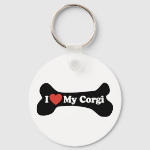 Chaveiro Eu Amo Meu Corgi - Osso Do Cachorro