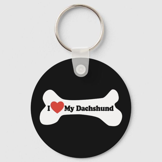 Chaveiro Eu Amo Meu Dachshund - Osso Do Cachorro (Frente)