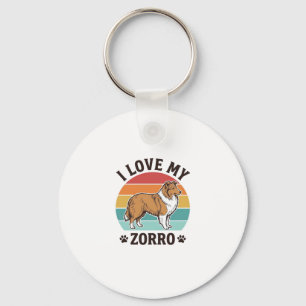 Chaveiro Eu Amo Meu Design de Amante de Cachorro Vintage Zo
