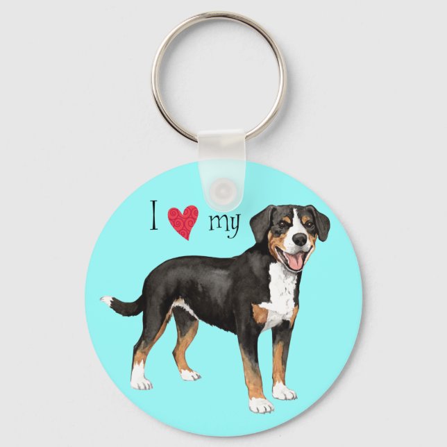 Chaveiro Eu amo meu entlebucher (Frente)