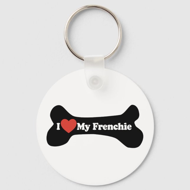 Chaveiro Eu Amo Meu Francês - Osso Cachorro (Frente)