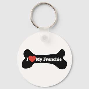 Chaveiro Eu amo meu Frenchie - osso de cão