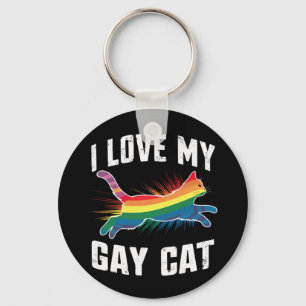 Chaveiro Eu Amo Meu Gato Gay Piada Arco-Íris Orgulho Lgbt