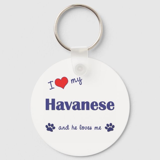 Chaveiro Eu Amo Meu Havanês (Cachorro Masculino) (Frente)