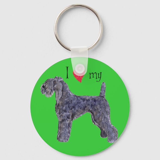 Chaveiro Eu amo meu Kerry Blue Terrier (Frente)