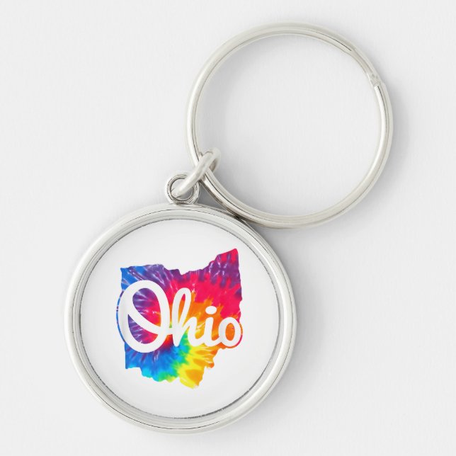 Chaveiro Eu Amo Meu Lar Ohio Script Tie Dye Ohio (Frente)