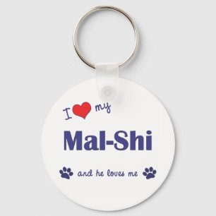Chaveiro Eu amo meu Mal-Shi (o cão masculino)