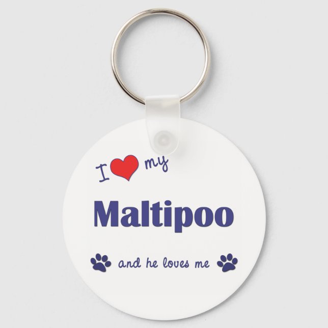 Chaveiro Eu Amo Meu Maltipoo (Cachorro Masculino) (Frente)