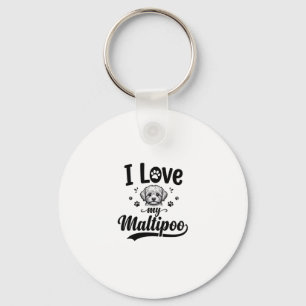 Chaveiro Eu Amo Meu Maltipoo Vintage Engraving Design de Ca