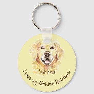 Chaveiro Eu amo meu Ouro Retriever Personalizado Name Dog