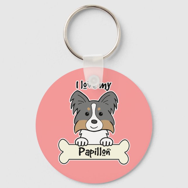 Chaveiro Eu Amo Meu Papillon (Frente)