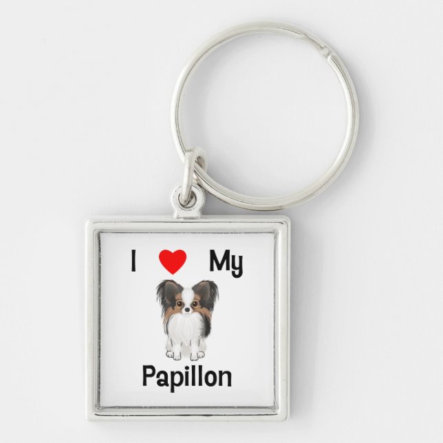 Chaveiro Eu amo meu Papillon (a imagem) (Frente)