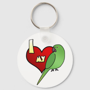 Chaveiro Eu amo meu Parakeet africano de Ringneck