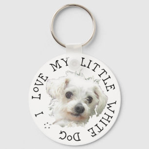 Chaveiro Eu Amo Meu Pequeno Cachorro Branco - Maltês
