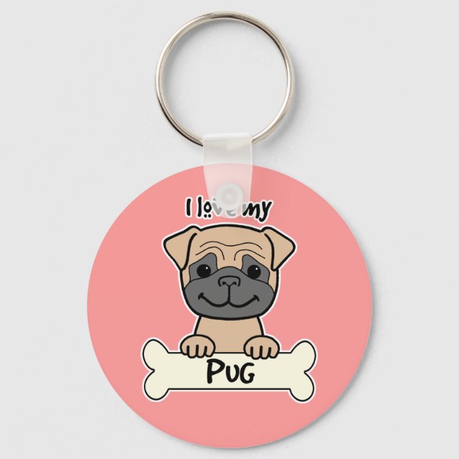 Chaveiro Eu Amo Meu Pug (Frente)