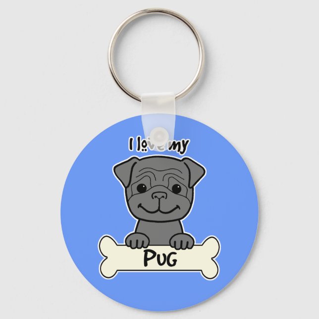 Chaveiro Eu Amo Meu Pug (Frente)