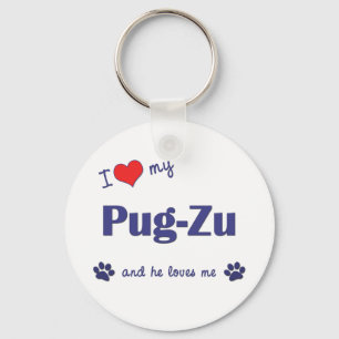 Chaveiro Eu amo meu pug-Zu (o cão masculino)