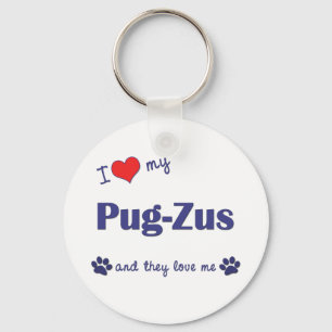 Chaveiro Eu amo meu pug-Zus (os cães múltiplos)