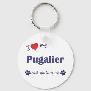 Chaveiro Eu amo meu Pugalier (o cão fêmea)