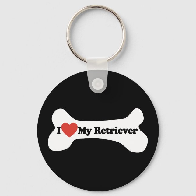 Chaveiro Eu Amo Meu Retriever - Osso Cachorro (Frente)