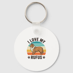 Chaveiro Eu Amo Meu Rufus Design de Cachorro Vintage_1