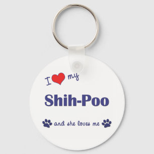 Chaveiro Eu amo meu Shih-Poo (o cão fêmea)