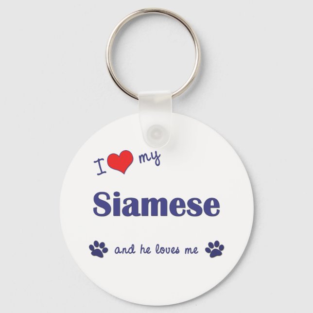 Chaveiro Eu Amo Meu Siamês (Gato Masculino) (Frente)
