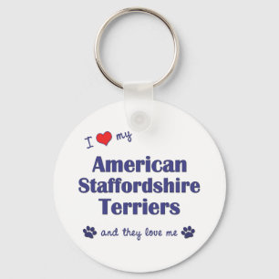 Chaveiro Eu amo meu Staffordshires americano (os cães