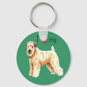 Chaveiro Eu amo meu Terrier Wheaten revestido macio