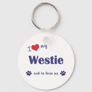 Chaveiro Eu amo meu Westie (o cão masculino)