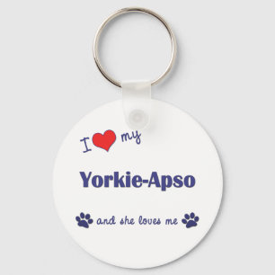 Chaveiro Eu amo meu Yorkie-Apso (o cão fêmea)