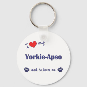 Chaveiro Eu amo meu Yorkie-Apso (o cão masculino)