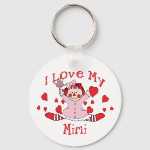 Chaveiro Eu amo meus boneca & corações de pano Mimi