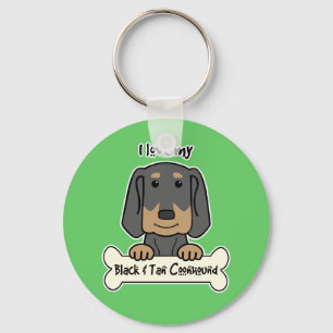 Chaveiro Eu amo meus preto e Coonhound de Tan