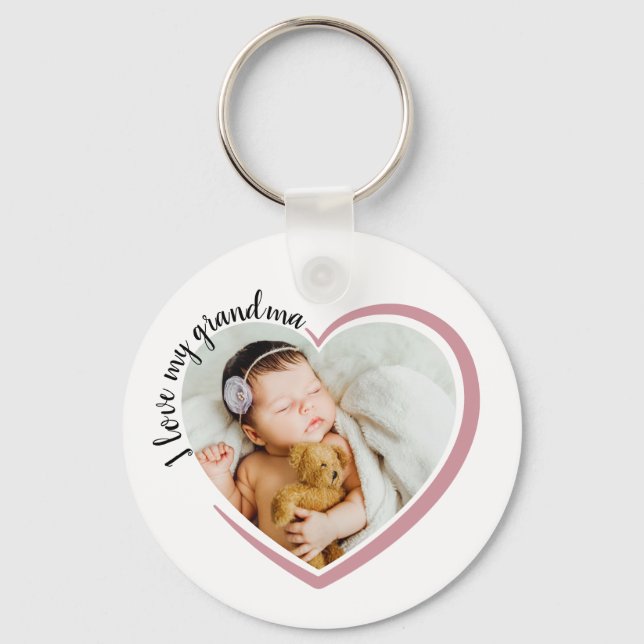 Chaveiro Eu Amo Minha Avó Foto De Coração (Frente)