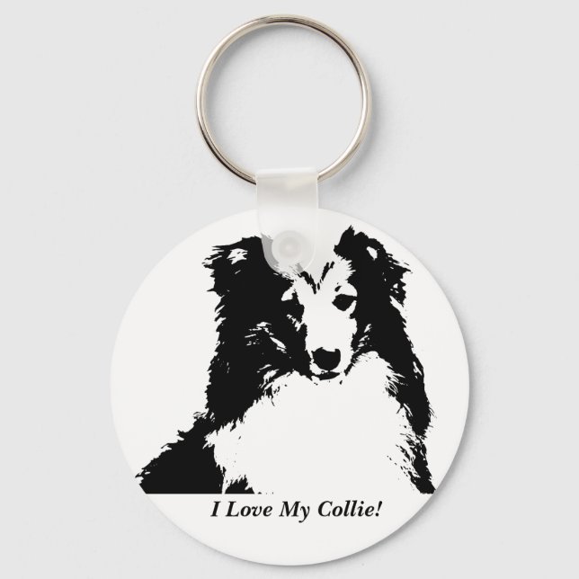 Chaveiro Eu Amo Minha Cadeia De Chave Personalizada Collie (Frente)