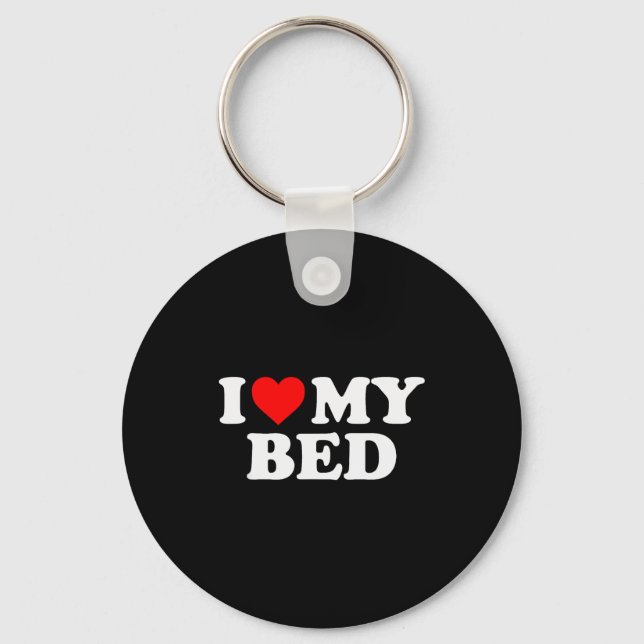 Chaveiro Eu Amo Minha Cama - Coração Vermelho  (Frente)
