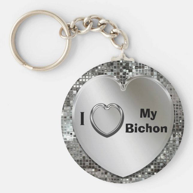 Chaveiro Eu Amo Minha Coração Bichon (Frente)