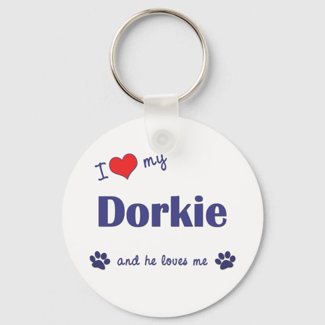 Chaveiro Eu Amo Minha Dorkie (Cachorro Masculino) (Frente)