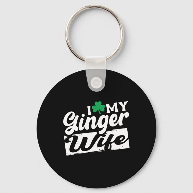 Chaveiro Eu Amo Minha Esposa Ruiva Shamrock St Patricks (Frente)