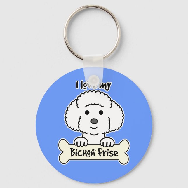 Chaveiro Eu Amo Minha Frise Bichon (Frente)