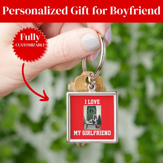 Chaveiro Eu Amo Minha Namorada Presente de Pulseira de Foto (I Love My Girlfriend Photo Keychain Gift)