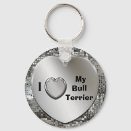 Chaveiro Eu Amo Minha Touro Terrier Heart Keychain