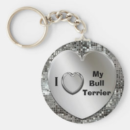 Chaveiro Eu Amo Minha Touro Terrier Heart Keychain