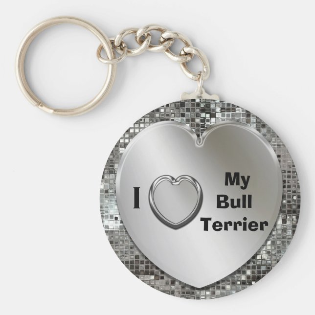 Chaveiro Eu Amo Minha Touro Terrier Heart Keychain (Frente)