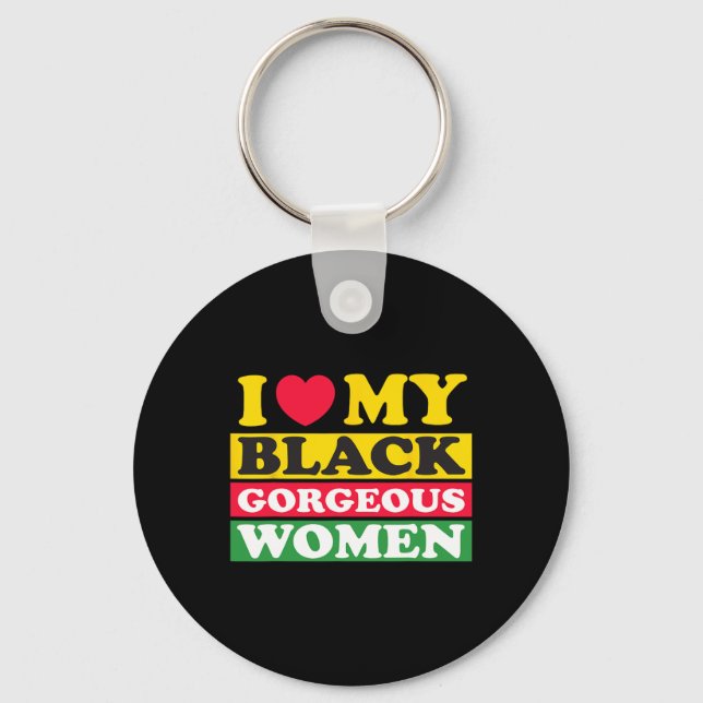 Chaveiro Eu Amo Minhas Mulheres Negras Lindas Mês da Histór (Frente)
