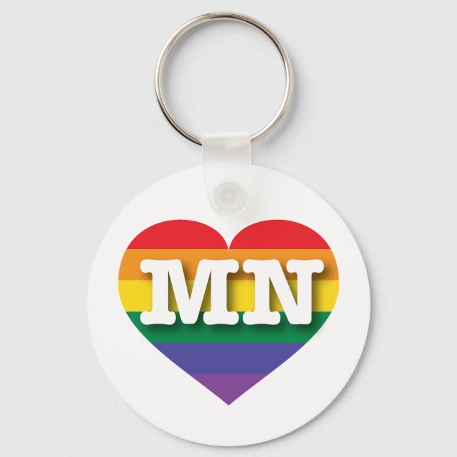 Chaveiro Eu amo Minnesota Orgulho gay Rainbow Heart (Frente)