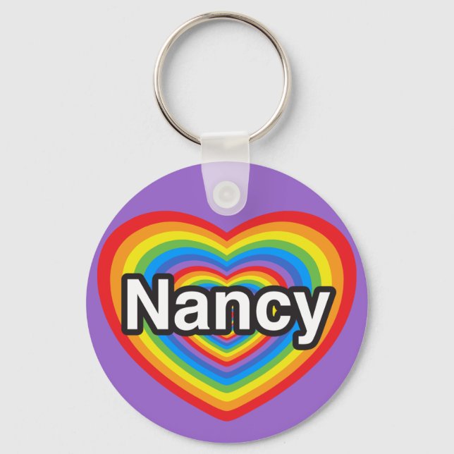 Chaveiro Eu amo Nancy. Eu te amo, Nancy. Coração (Frente)