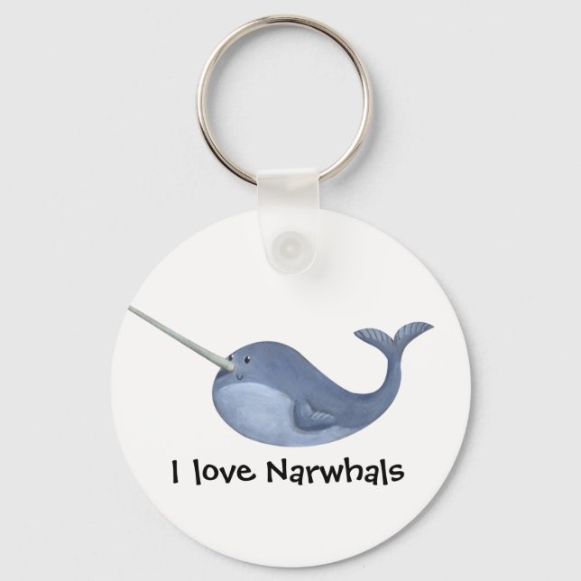 Chaveiro Eu amo Narwhals (Frente)